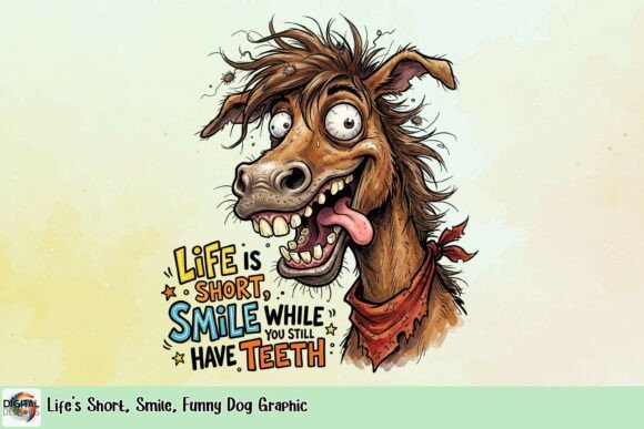 Download Life's Short, Smile, Funny Dog Graphic - Dog graphic Collection
