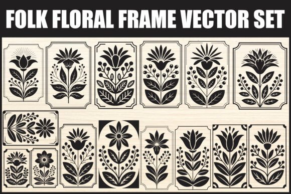 Download Folk Floral Frame Vector Set - Floral frame vector Collection