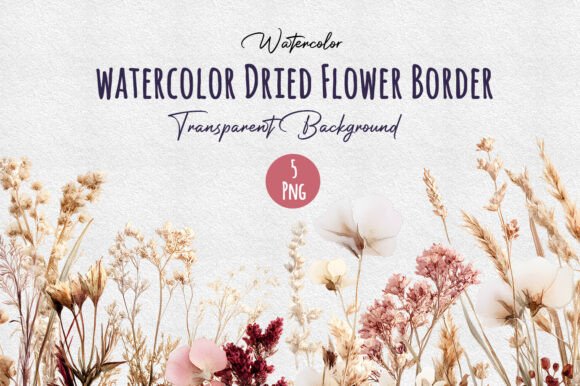 Download Watercolor Seamless Dried Flower Border - Flower border Collection