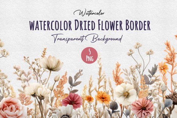 Download Watercolor Seamless Dried Flower Border - Flower border Collection