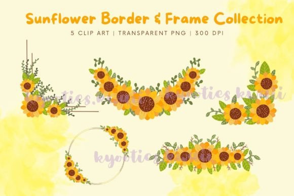 Download Sunflower Border and Frame Collection - Flower border Collection
