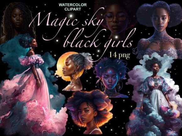 Download Black Girl Magic Clipart, Night Sky Art - Premium Bundle