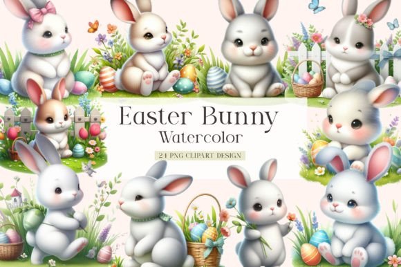 Download Watercolor Easter Bunny Clipart - Watercolor easter Collection