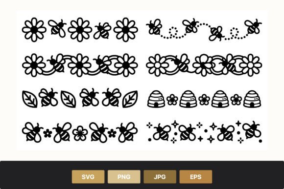 Download Bee and Flower Border Vector - Flower border Collection