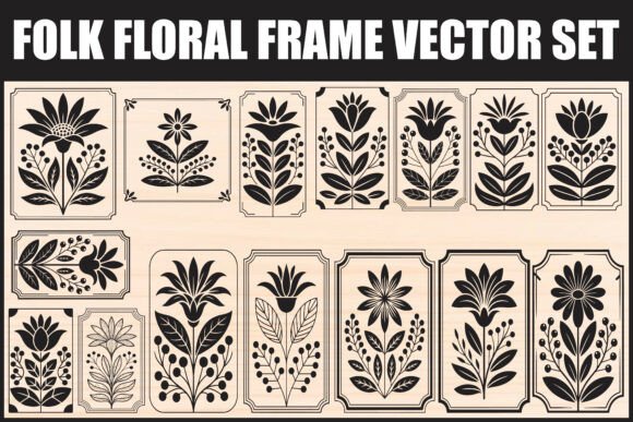 Download Folk Floral Frame Vector Set - Floral frame vector Collection